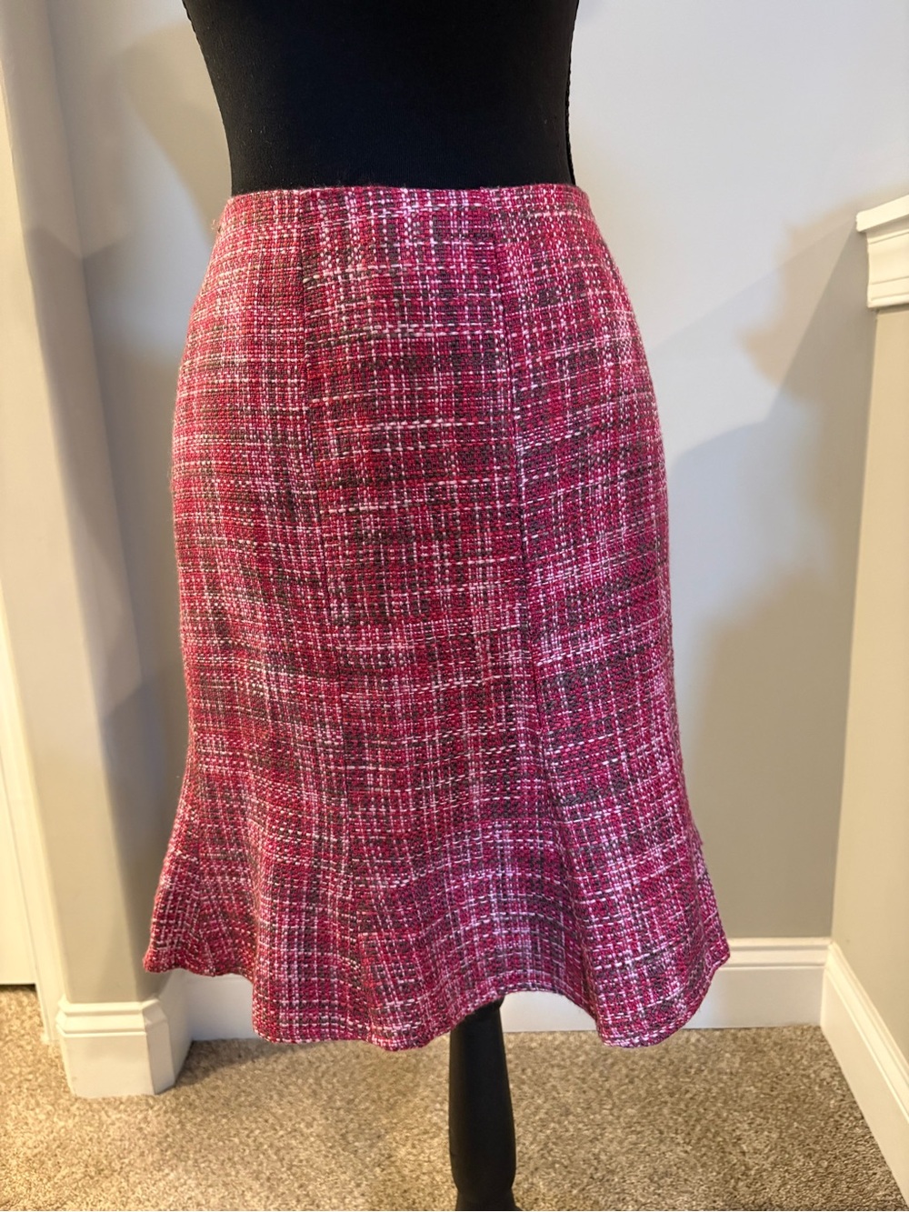 ABR New York Pink Tweed Bouclé Skirt Size 8 Petite 8P
